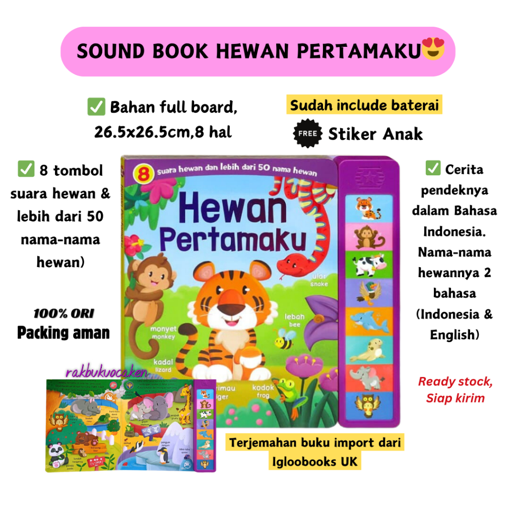 SOUND BOOK Hewan Pertamaku (Bilingual Indo English) Buku Sound Book Ginuk Ginuk