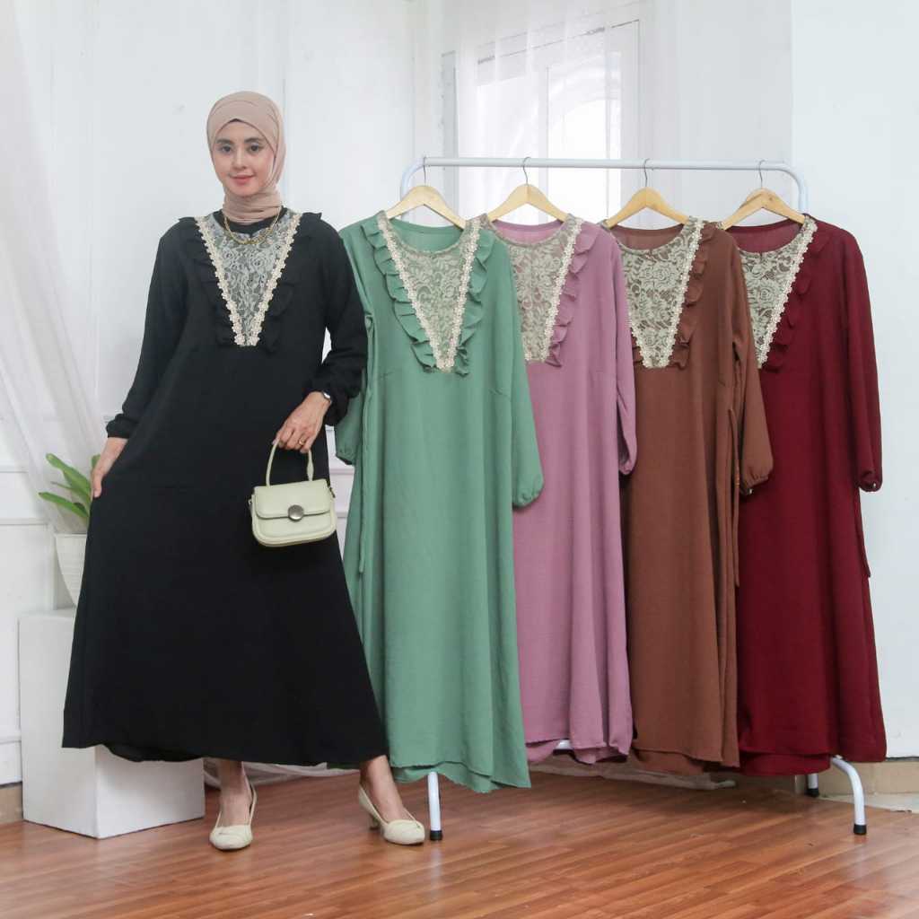 gamis cringkel mix borkat baju wanita terbaru kekinian yang lagi viral