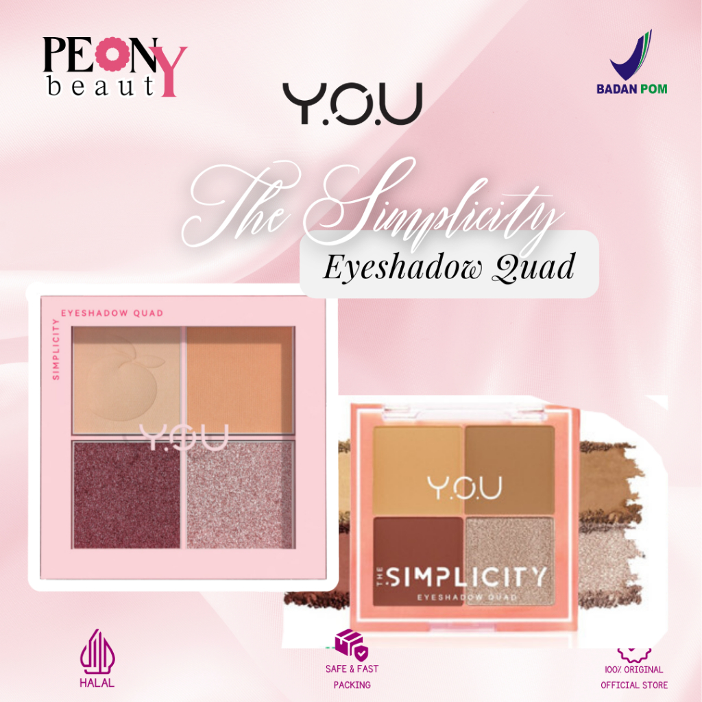 Y.O.U Simplicity Eyeshadow Quad | Makeup Palette 4 Warna | Pigmented Glitter | Kosmetik Mata