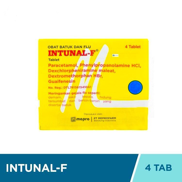 Intunal F 1 Strip Isi 4 Tablet / Intunal Forte Kuning Pereda Flu Pilek Demam