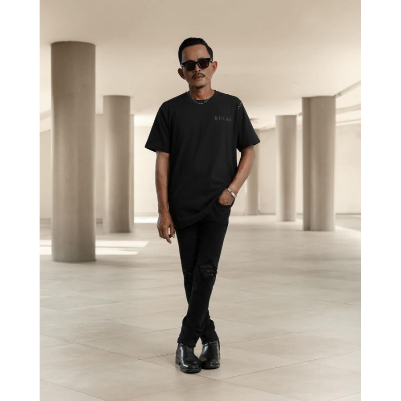 Rucas Crystal Black Diamond Leather Edition Denim Pants Season 15 Celana Panjang Denim Pria Original