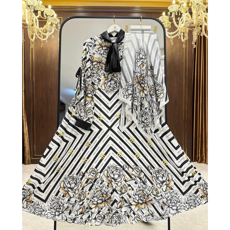 Dress Zigzag Bunga One Set Hijab Shella Saukia