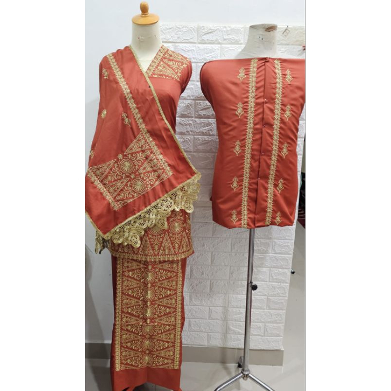 Bahan Bakal Baju Kurung Bordir Couple set selendang 11
