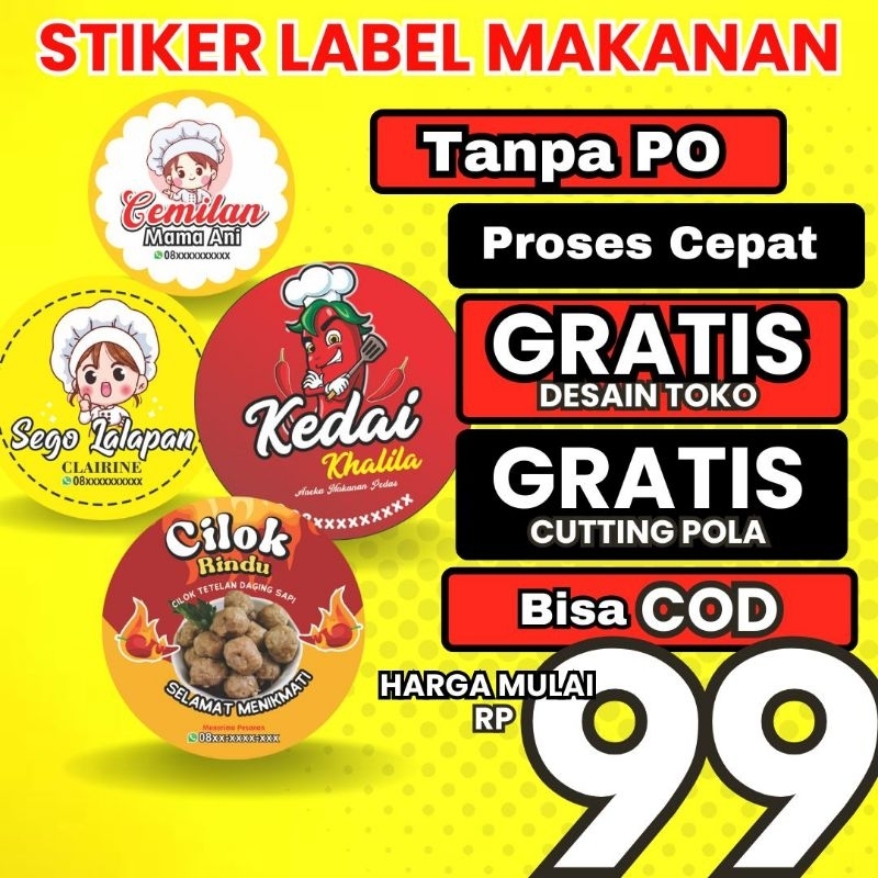 

CETAK STIKER LABEL MAKANAN MINUMAN OLSHOP CATERING MURAH SUDAH CUTTING