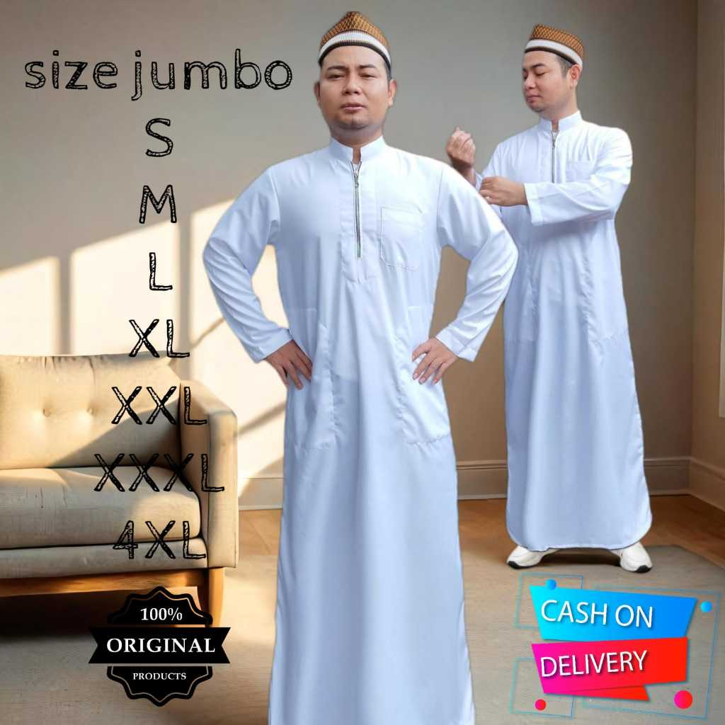 gamis jubah pria dewasa jubah mewah jubah JUMBO jubah ASLAHSHOP resleting