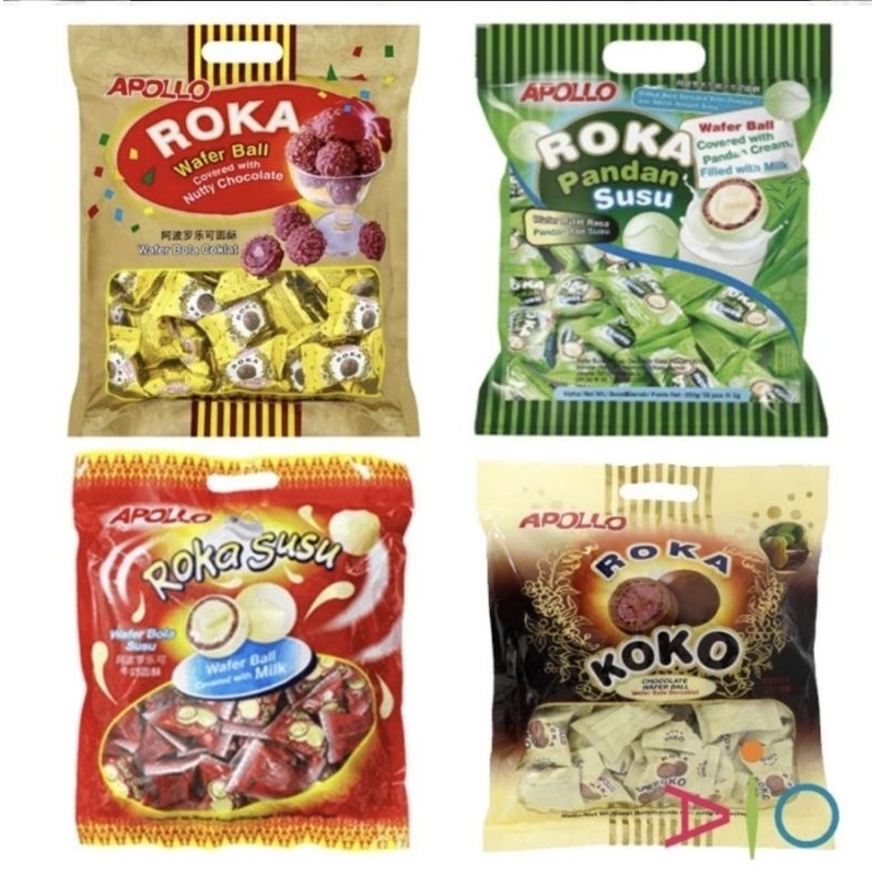 

APOLLO Roka Wafer Ball with Nutty Chocolate / Susu / Pandan Susu / Koko (isi 50pcs)