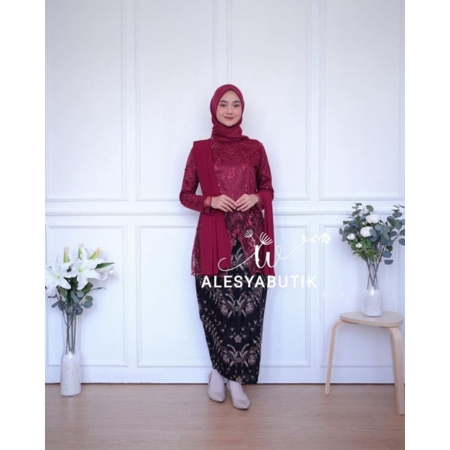 Setelan Kebaya Diana 1 Brukat Pinguin Set Rok Batik Untuk Wisuda Modern Kondangan Seragaman Pesta Tu