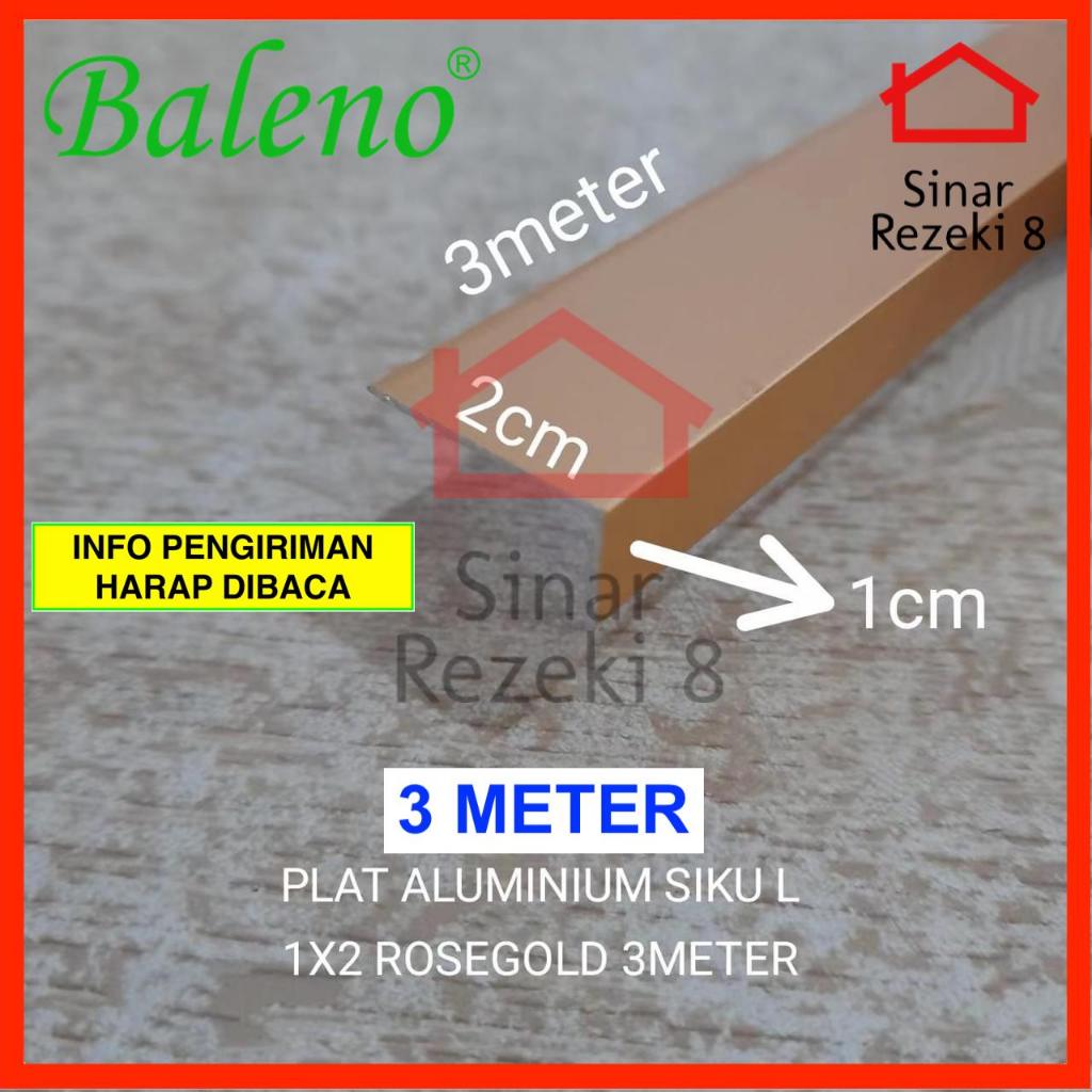 Plat Aluminium Siku L ROSE GOLD 10 x 20 Baleno / List Edging Lis Strip