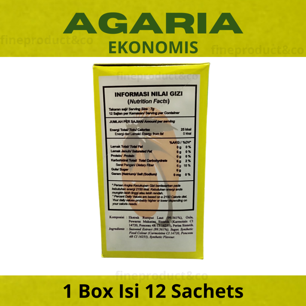 

Agaria Agar Agar Ekonomis Berserat tinggi 1 Box Isi 12 Pcs