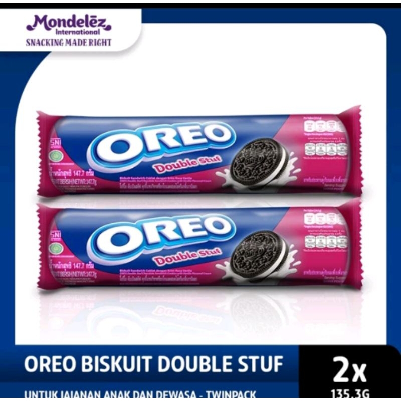 

OREO DOUBLE STUF 133gr CEMILAN DENGAN KRIM VANILA TEBAL FAVORIT KELUARGA