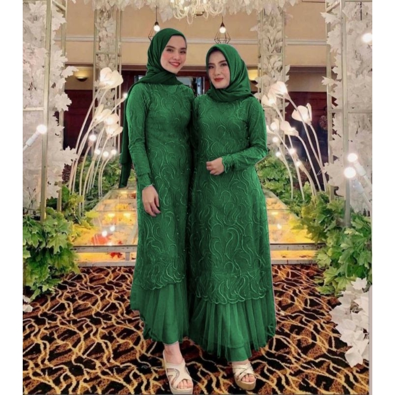 HS - Baju Pesta wanita muslim Muslimah 2024 / Gamis Brukat Terbaru 2024mewah | Baju Gamis Muslim Ter