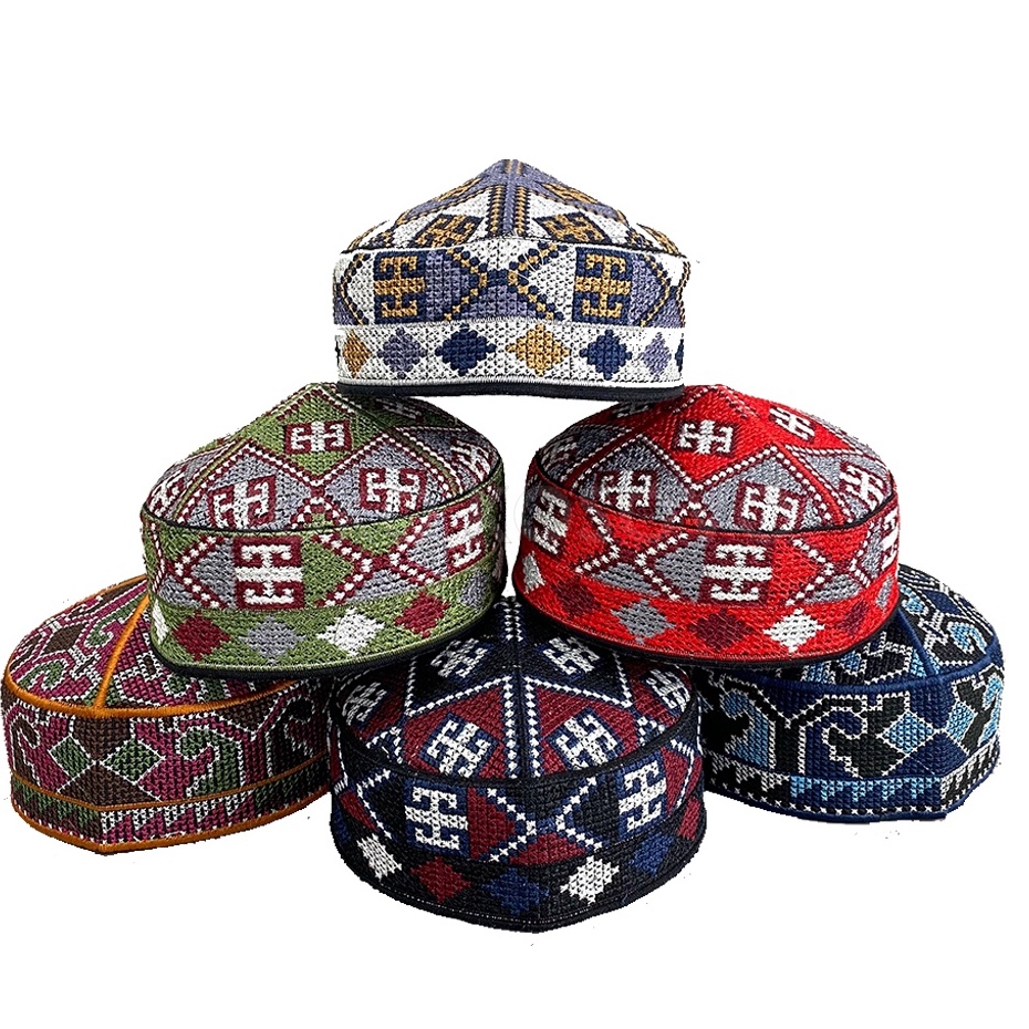 Best Quality  Peci PAKISTAN Motif Ovais Cap Bordir Kopiah Haji Sholat Santri Pria Dewasa Anak Laki K