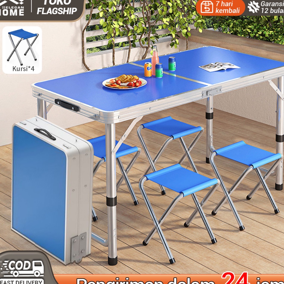 Cek Disini Elegan Home Meja Lipat Koper 4 Kursi Meja Lipat Meja Koper Aluminium meja Portable Kaki