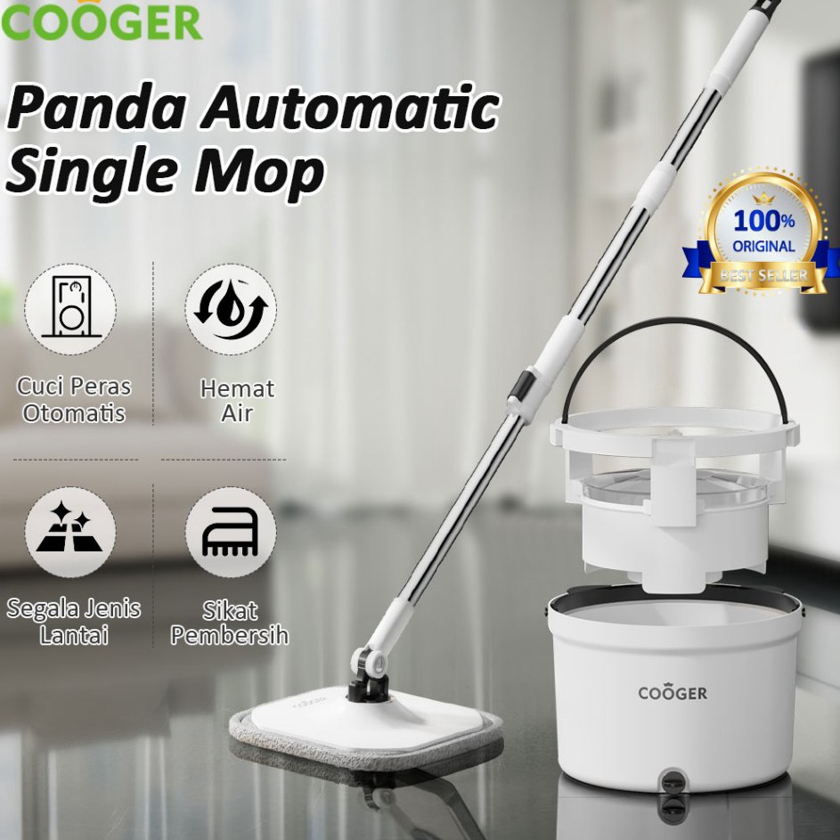 Harga Khusus COOGER Alat Pel Single Spin Mop Panda Bucket Spin Mop Alat Pel Lantai 2IN1 Dalam Satu E