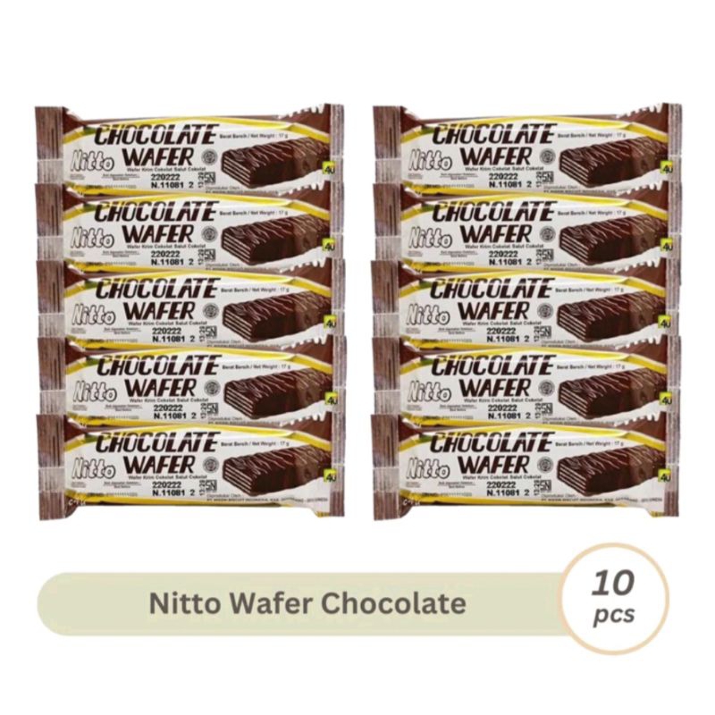 

Nissin Nitto Chocolate Wafer Coklat (1Pack: 10pcs @17gr) / Wafer Nissin / Wafer Coklat Nitto / Wafer Coklat / Wafer Nissin Rasa Coklat / Wafer Berlapis Coklat / Snack Rasa Coklat / Nissin Coklat / Wafer Coklat Bersalut Coklat