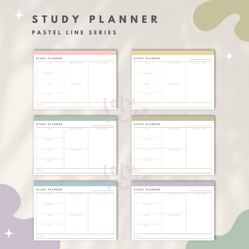 

Study Planner Line Pastel | Wall Planner Korea Style | Planner Dinding Minimalis Un-Date / Reusable