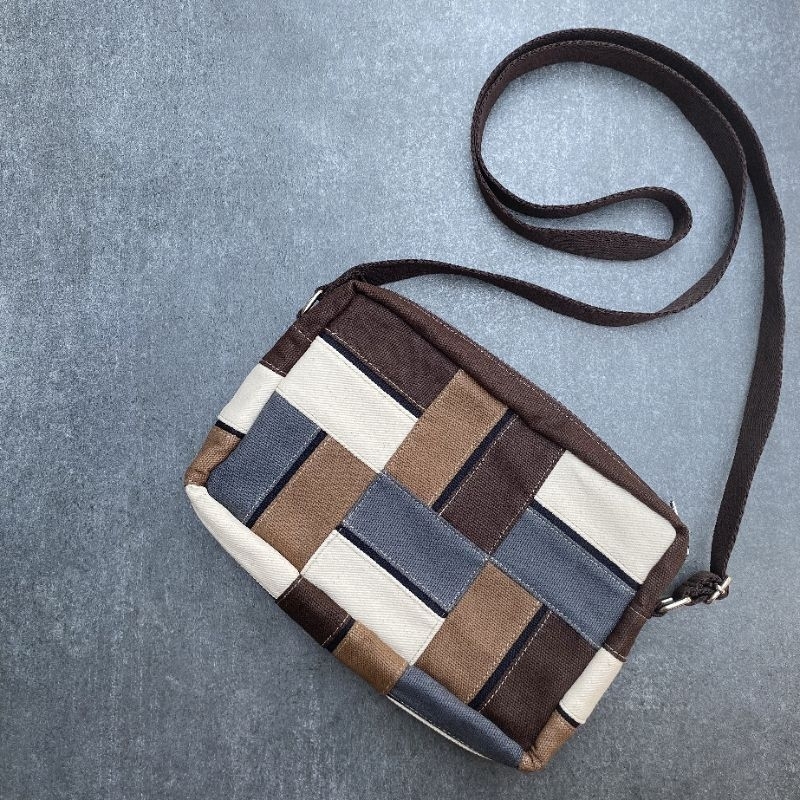 KAINA Denim-Canvas Patchwork Ligar Mini Bag - PO 5 hari