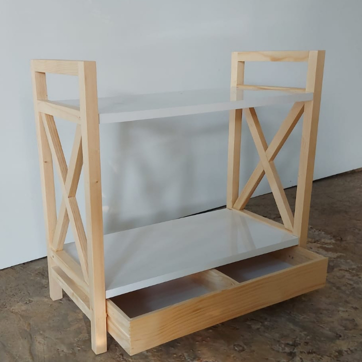 Rak Bumbu Dapur 2 Susun Serbaguna Plus Laci Kayu Jati Belanda