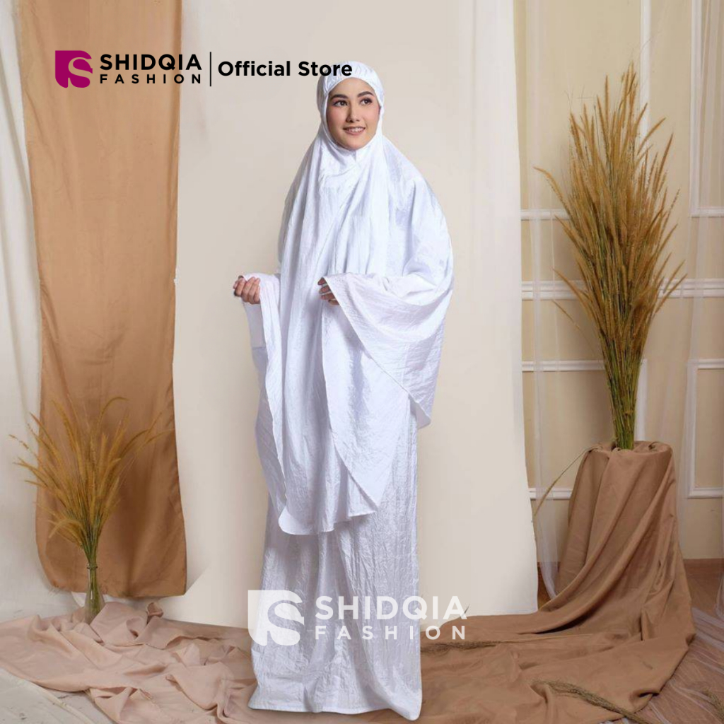 Shidqia Official - Mukena Traveling Dewasa Parasut Polos Premium Warna Putih by Shidqia