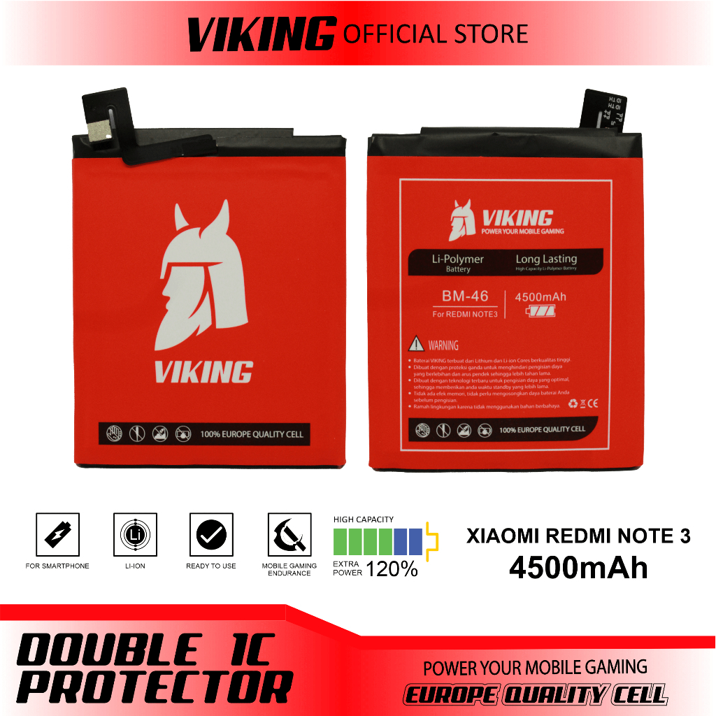 VIKING Baterai Redmi Note 3 - Note 3 Pro BM46 Double Power