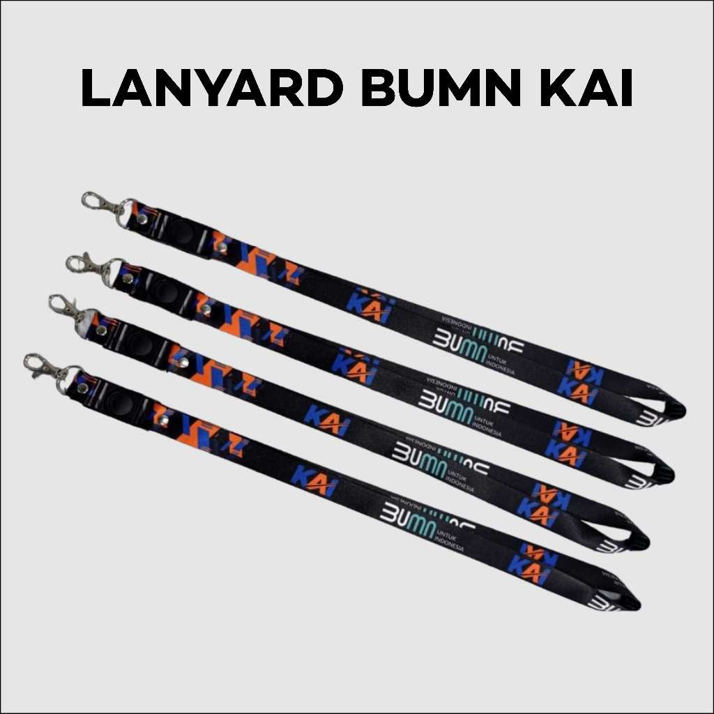 

Lanyard Motif KAI KERETA API BUMN LOGO BARU / LANYARD BUMN KAI Satuan