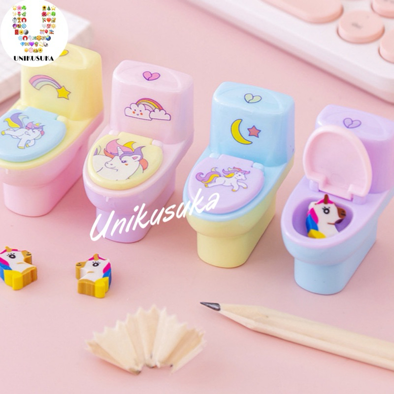 

[UNIKUSUKA] Serutan pensil mini closet rautan mini lucu free penghapus unicorn