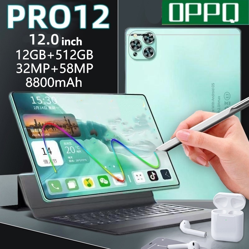 OPPQ Pro12 tablet 16GB+512GB Android 12,0 inci Wifi 5G tablet permainan tablet