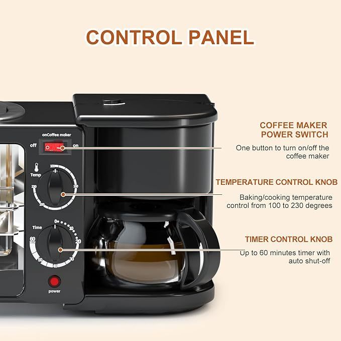 Multifungsi Breakfast Maker Oven Elektrik 3 In 1 Pemanggang Pizza Kue Roti Cake Mesin