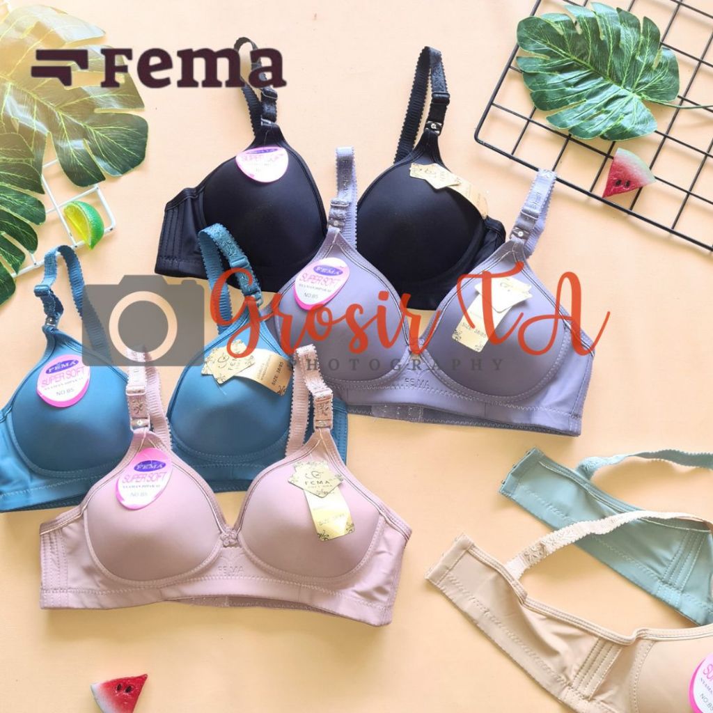 6pcs BH Wanita Busa Fema B5 Cup B Hak 3 Tanpa Kawat -GTA0518