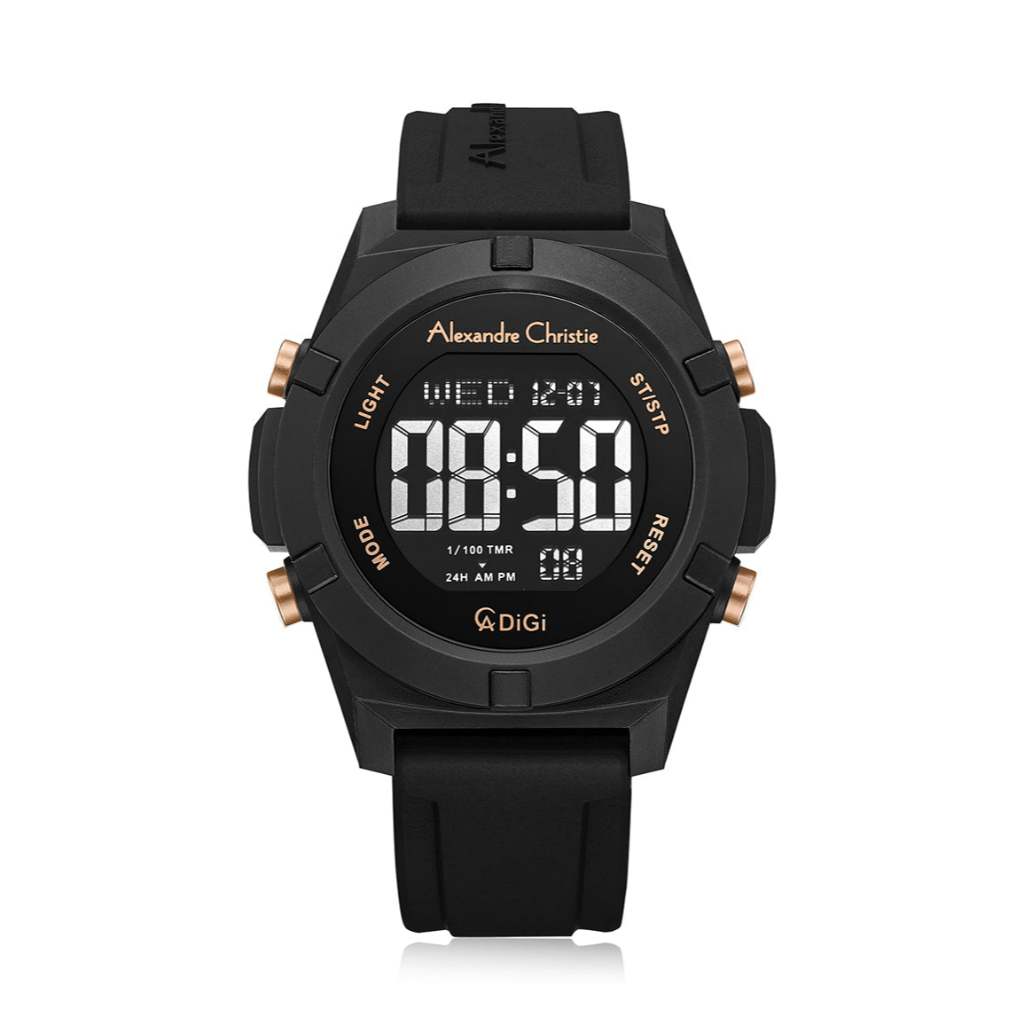 Alexandre Christie AC 9371 MHRIPBARG Hitam Original / Jam Tangan Pria Digital Karet MH