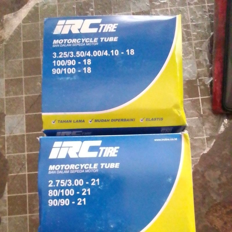 ban dalam Irc ring 18/21 sepasang depan dan belakang ukuran 410/18 dan 275-300/21