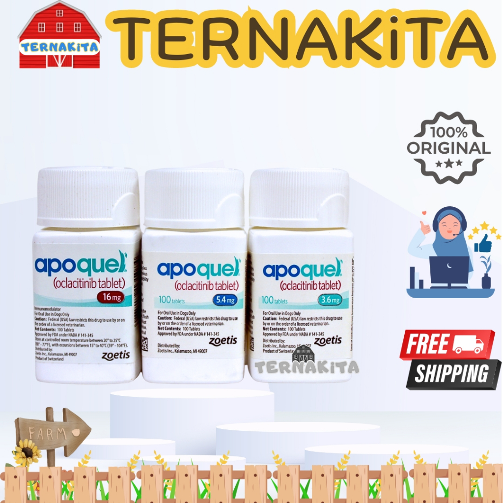 APOQUEL 3.6 mg 5.4 mg 16 mg 1 Tablet HEWANPEDIA - Obat Gatal Hewan Dermatitis Puritus Alergi Kemerah