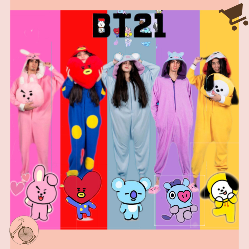 Kostum Karakter Idol BT21 BTS Cosplay Piyama Onesie Kigurumi Unisex Dewasa