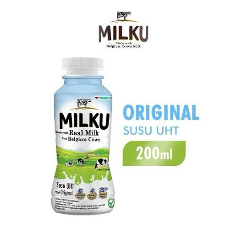 

Milku Original / Milku Susu UHT rasa Original 200ml 1 dus isi 12 botol