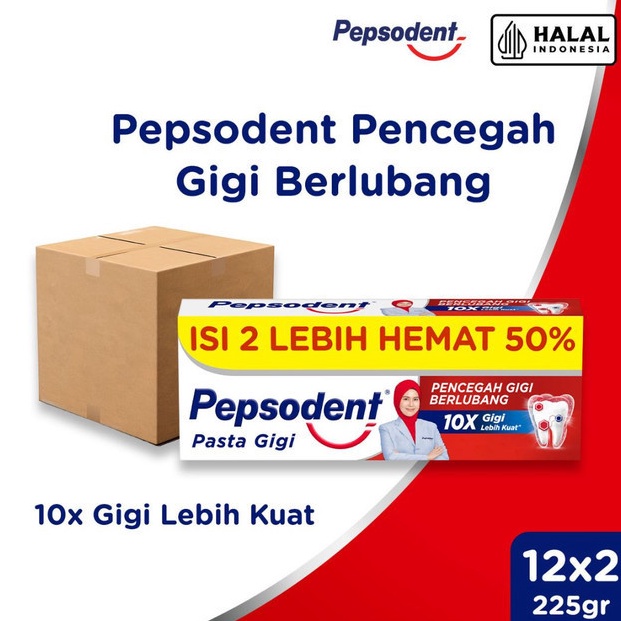 Terdepan Top Pepsodent Pasta Gigi Pencegah Gigi Berlubang 225G Value Pack x12