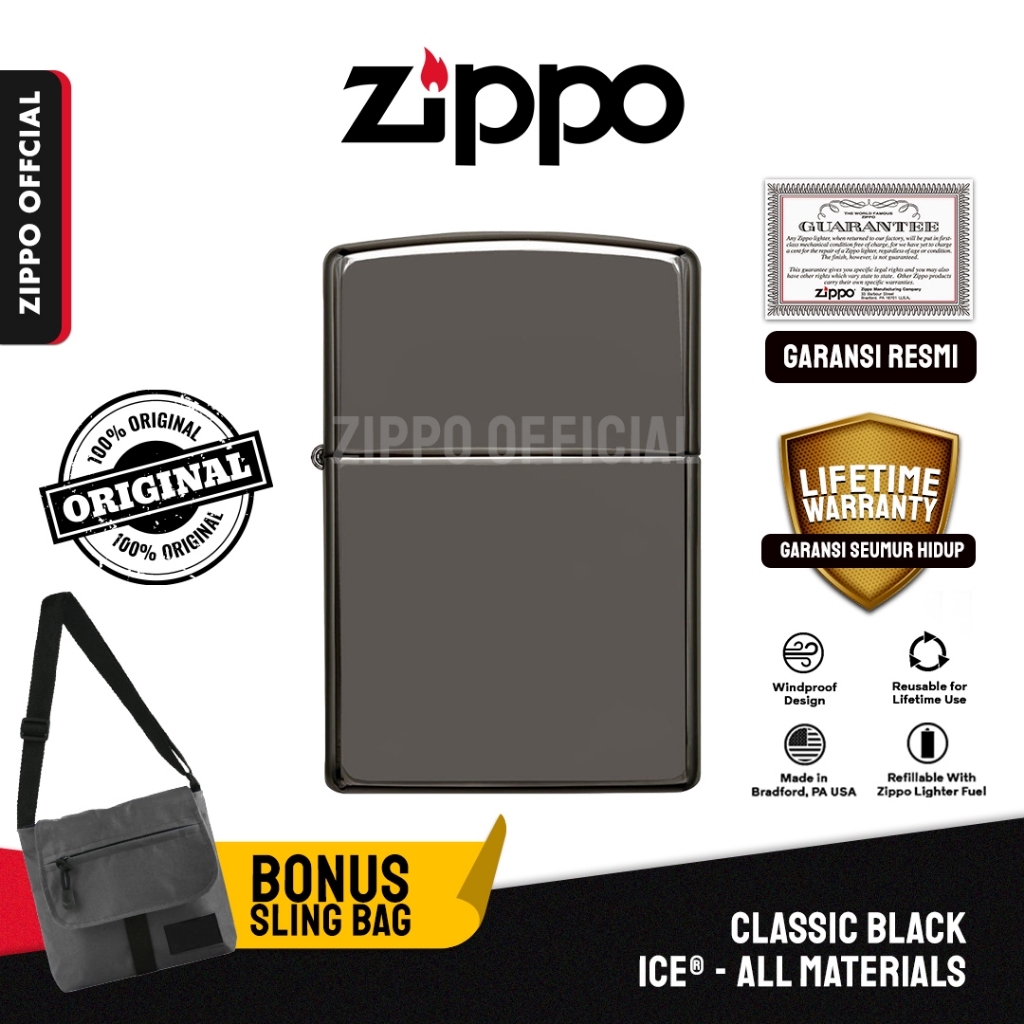Zippo Original Classic Black Ice® 150 | Garansi Lifetime | Original USA