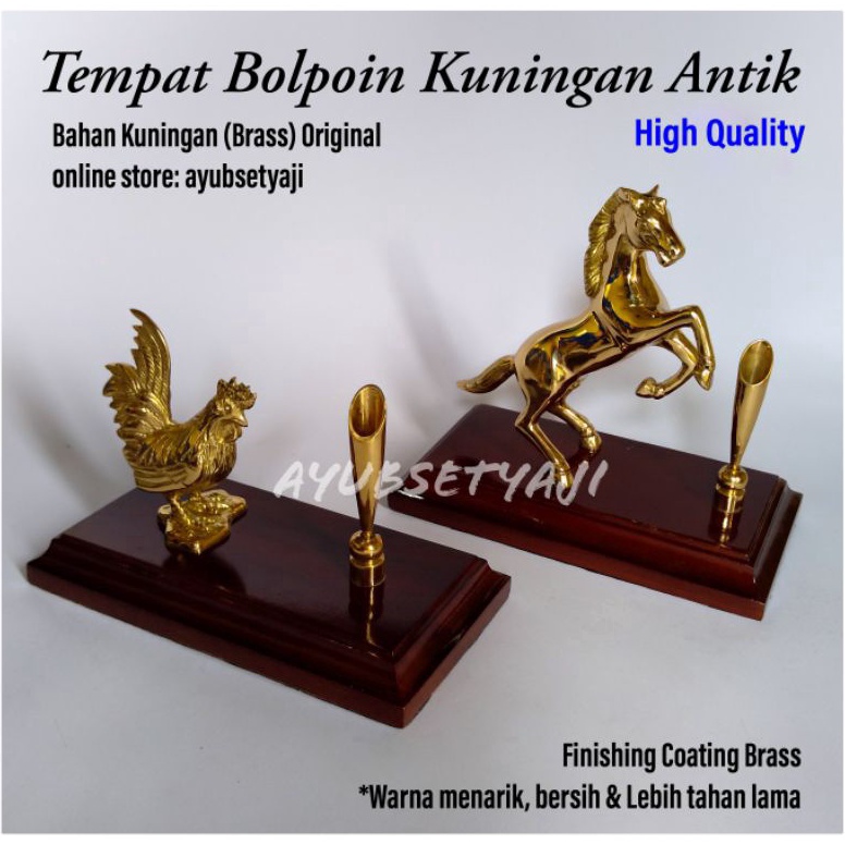 

Tempat Pensil Bolpoin Kuningan motif Ayam dan Kuda hiasan meja kantor aksesoris patung ayam ukir patung kuda mewah warna Gold Nyaman