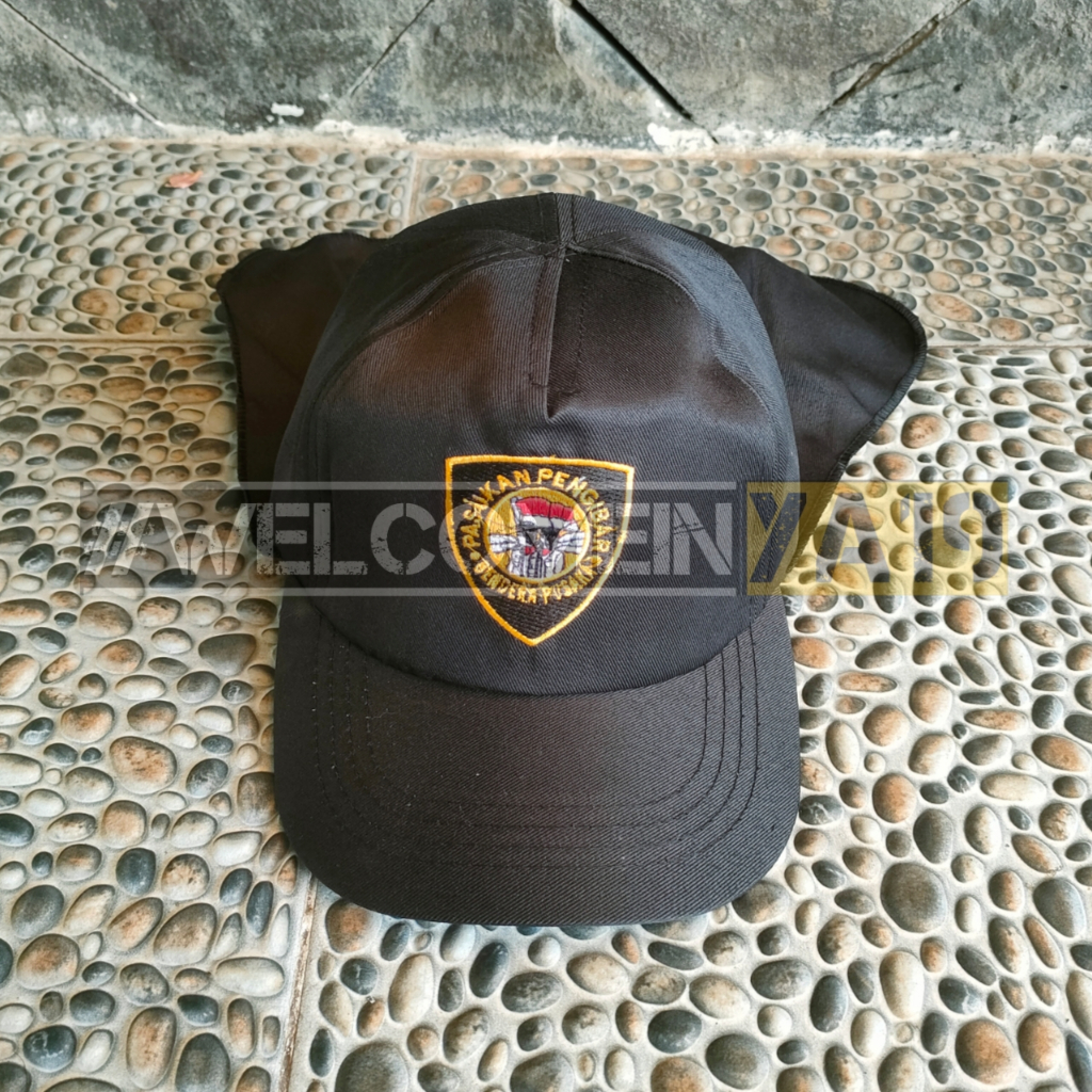 Topi Pasukan Pengibar Bendera (PASKIBRA) Hitam / Topi Jepang Logo Paskibra
