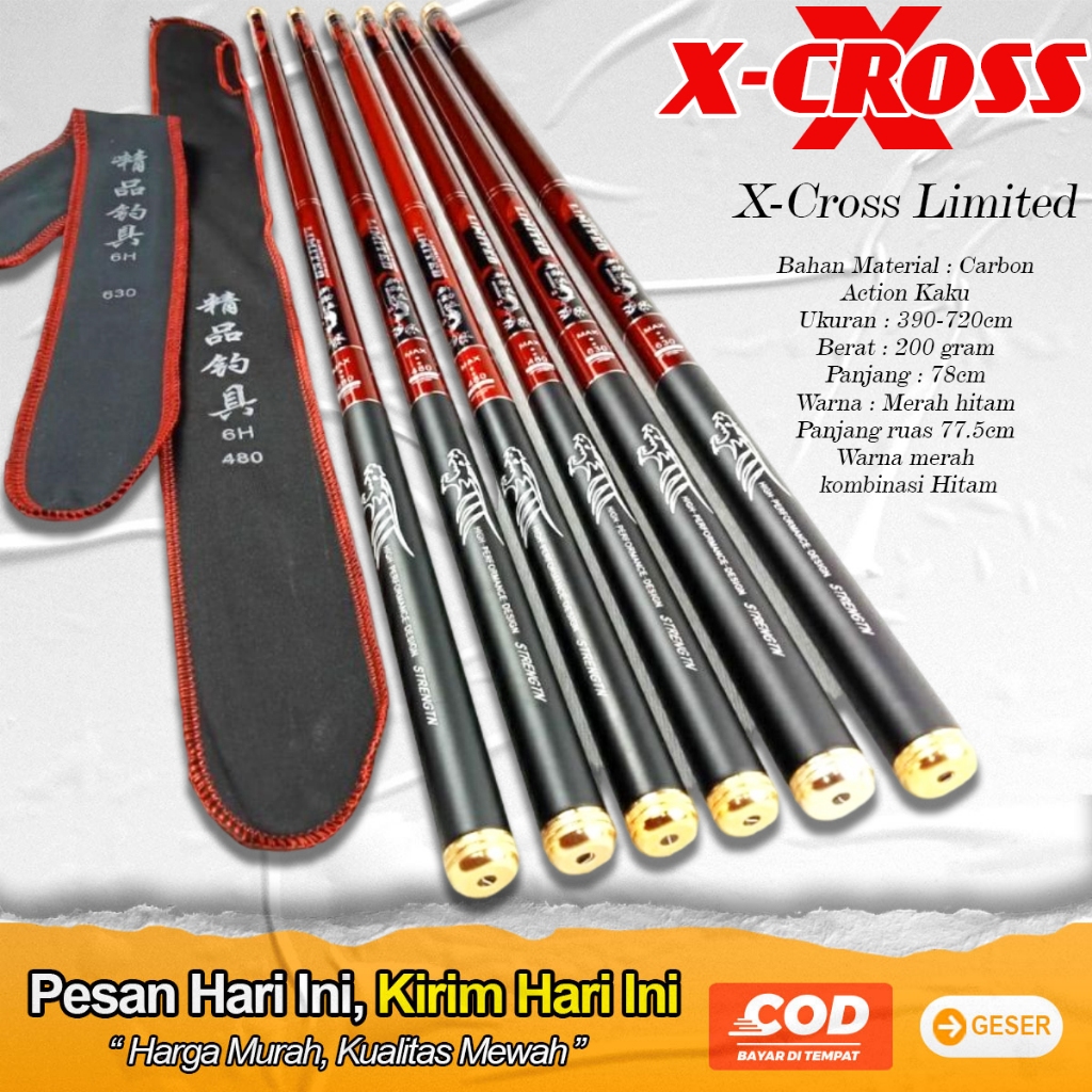 Tegek Bahan Carbon Kaku X-Cross Limited 360 450 540