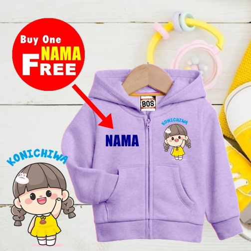 jaket anak perempuan anime jepang konichiwa