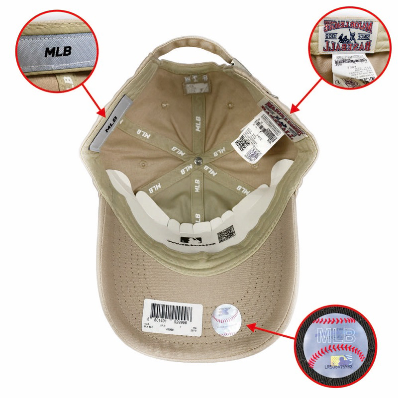 RK Topi Baseball Cap NY New York Yankees Cream Khaki Krem Bordir IMPORT