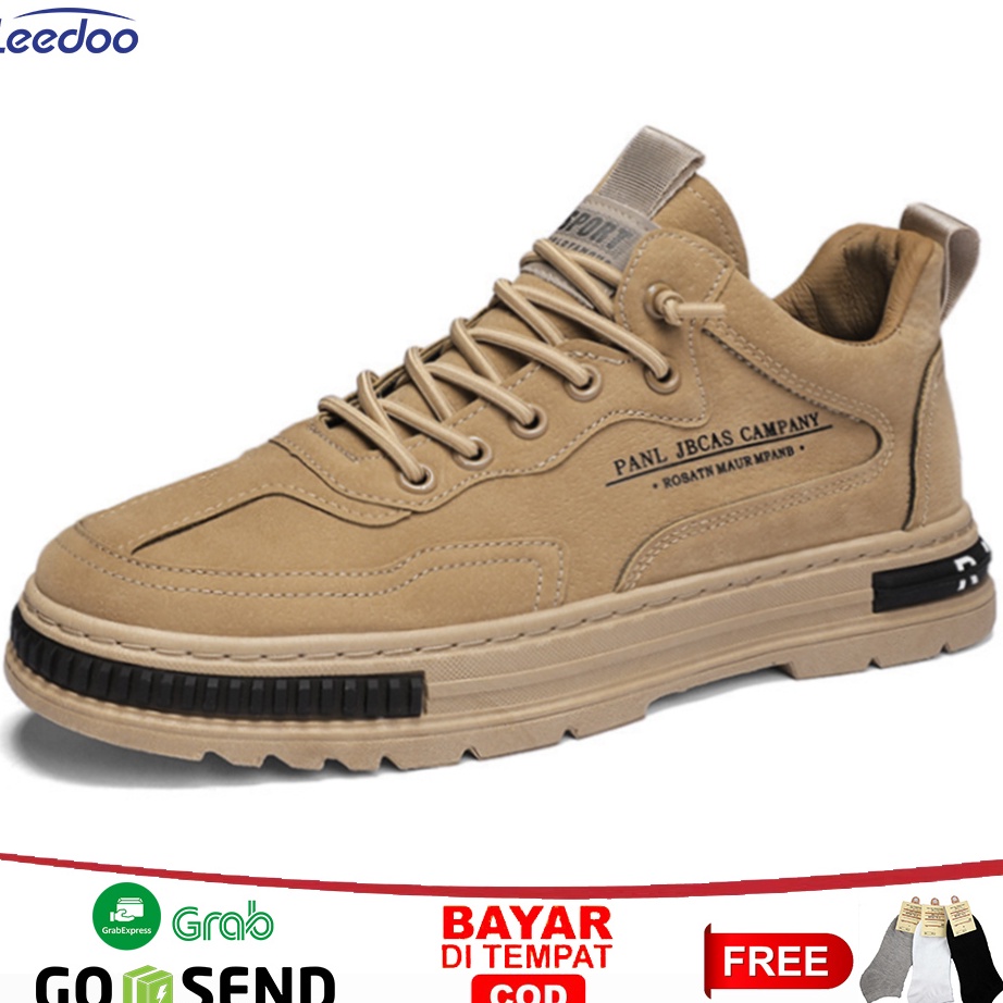 Banyak Dipakai Leedoo Sepatu Pria Casual Model High Sepatu Sneakers Kulit Sepatu Kulit Kekinian MC44