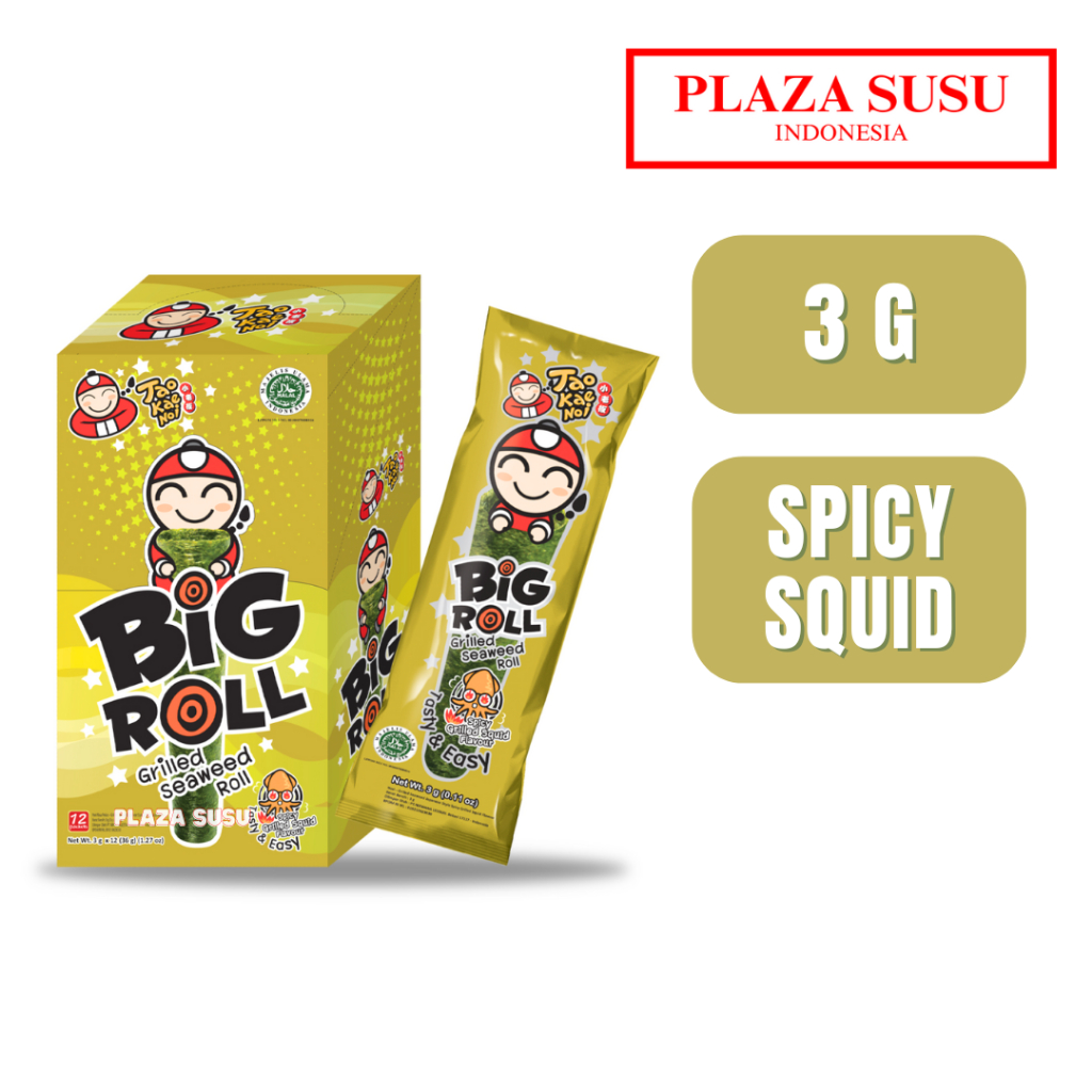 

TAO KAE NOI SEAWEED BIG ROLL 1 PCS - 3 G RASA SPICY SQUID SNACK RUMPUT LAUT MAKANAN RINGAN