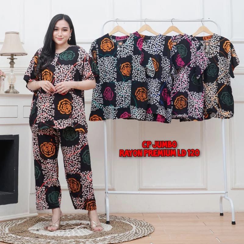 CP jumbo malaman. setelan batik Rayon, set baju celana Rayon batik