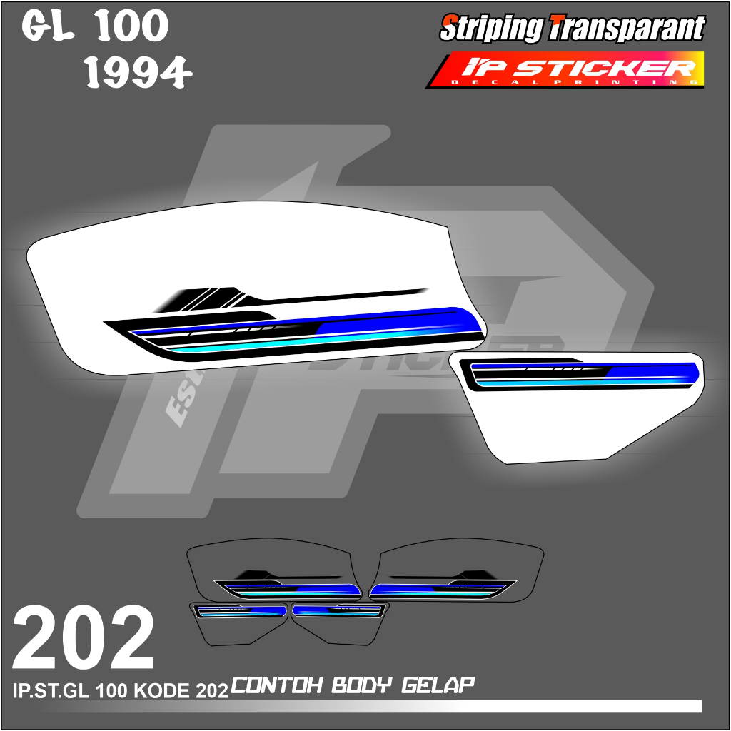 GL 100 TAHUN 1994(COD) STIKER STRIPING MOTOR HONDA GL 100 TAHUN 1994- STIKER LIST SIMPLE WARNA VARIA
