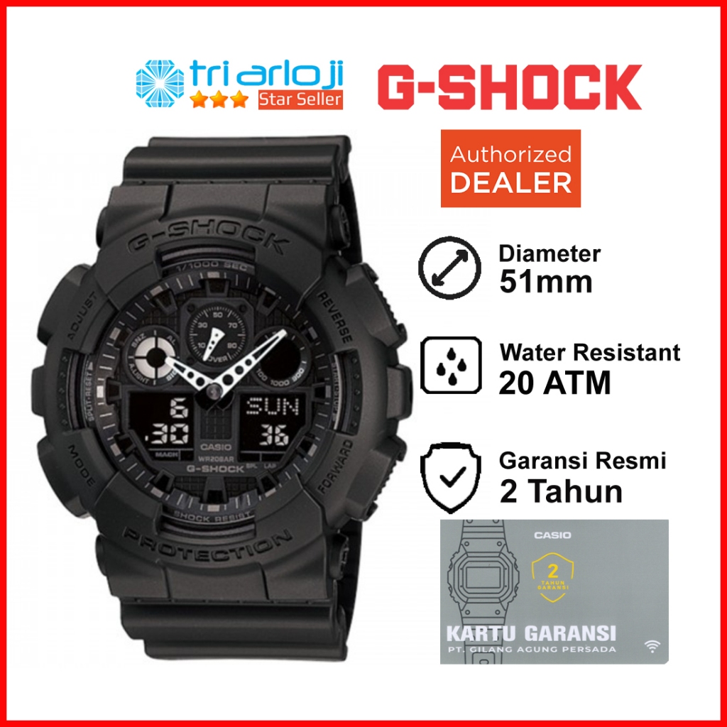 Casio G-Shock GA-100-1A1DR - Jam Tangan Pria GShock GA-100-1A GA-100-1 GA-100 GA100 Hitam Original