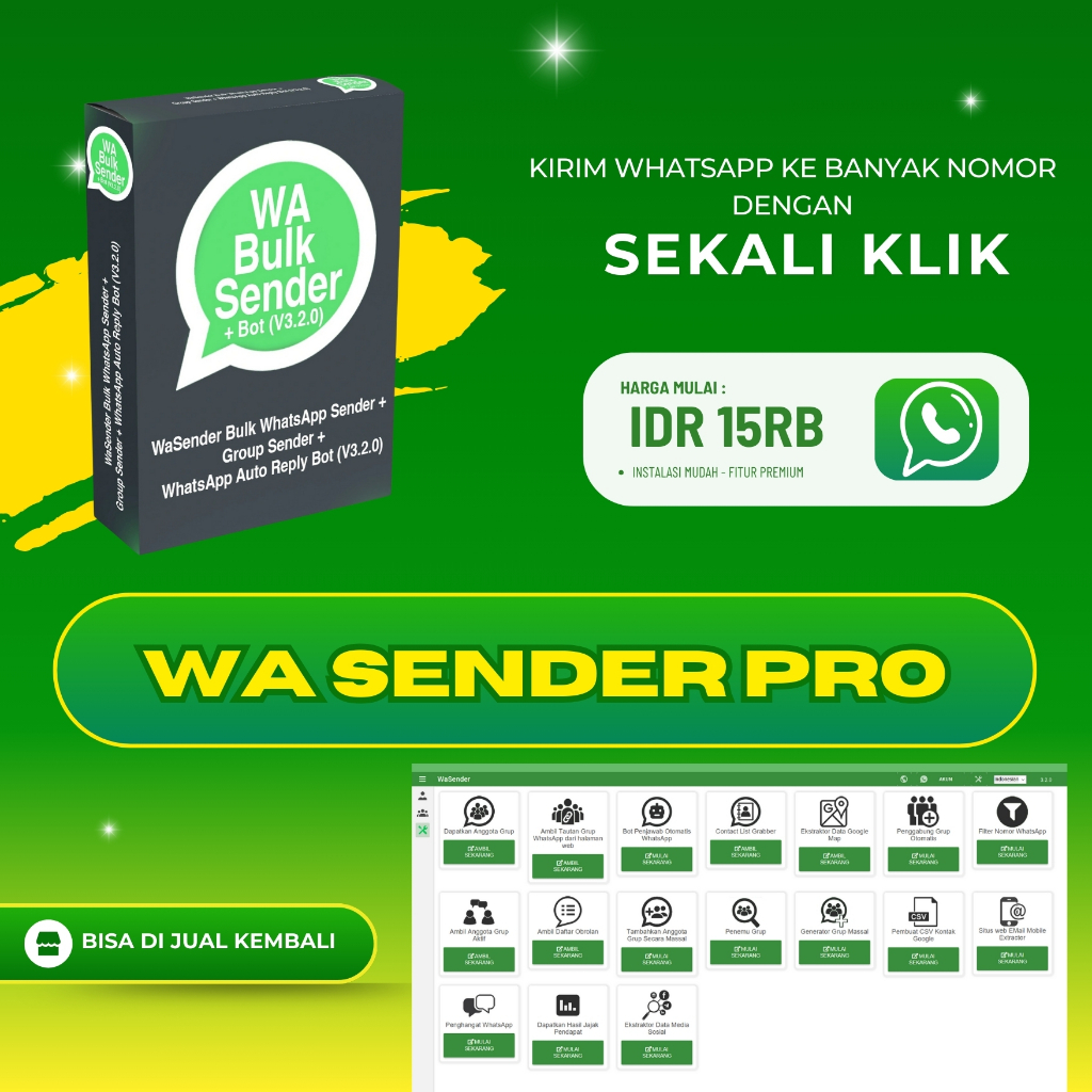 SOFTWARE BROADCAST PESAN WA SENDER PRO VERSI TERBARU WA BULK SENDER WA BLASTER 2024