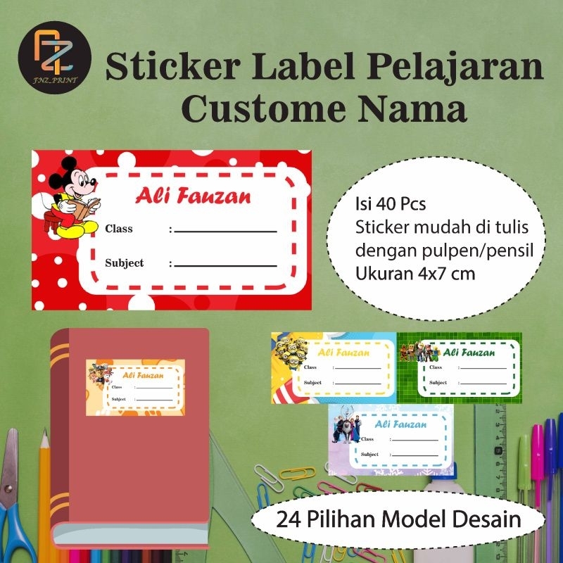 

Custom Nama Sticker Label Nama Mata Pelajaran Untuk Buku Tulis