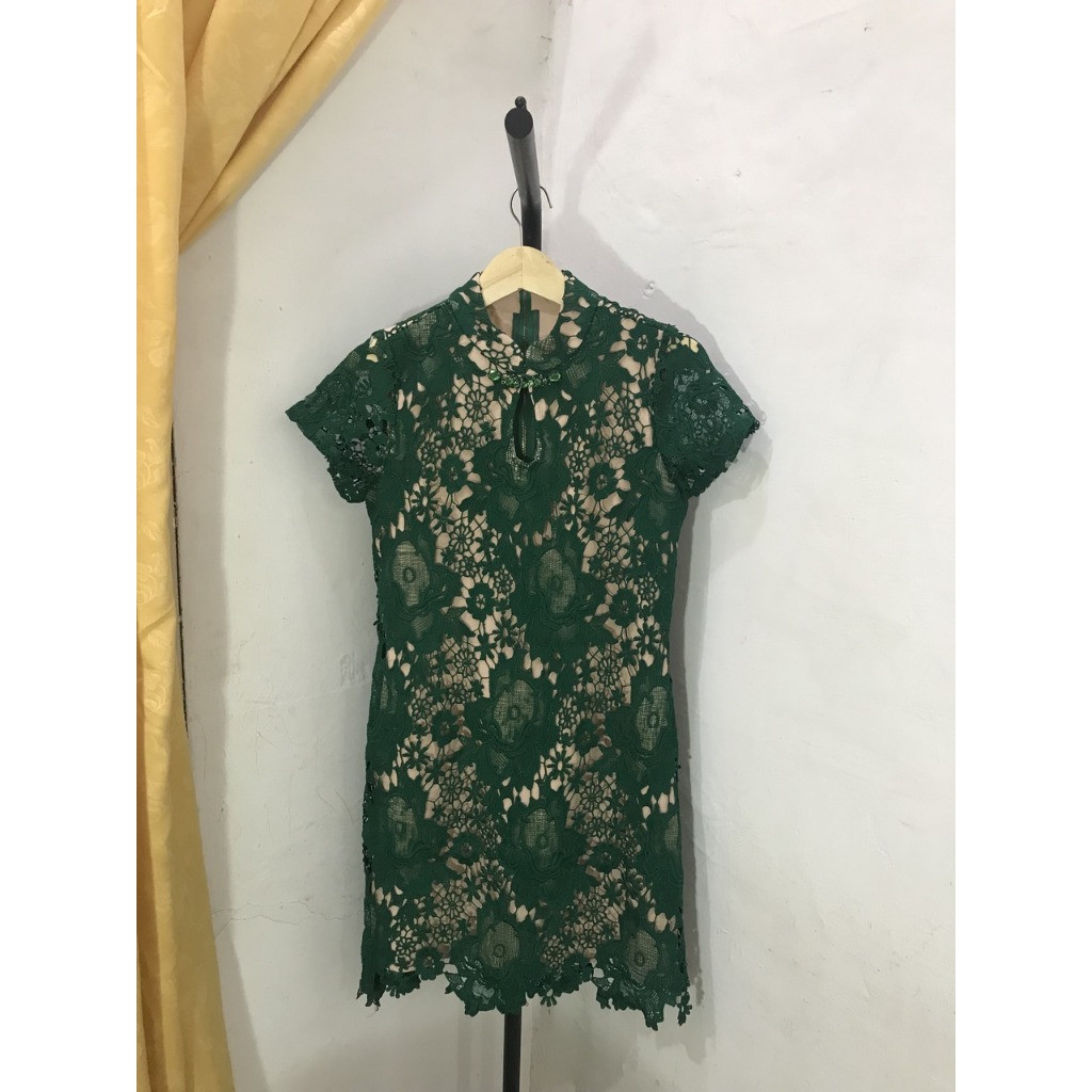 *Preloved Dress/Terusan renda hijau lumut*jg_dress
