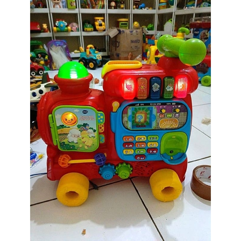 kepala kereta vtech train push walker mainan dorong anak